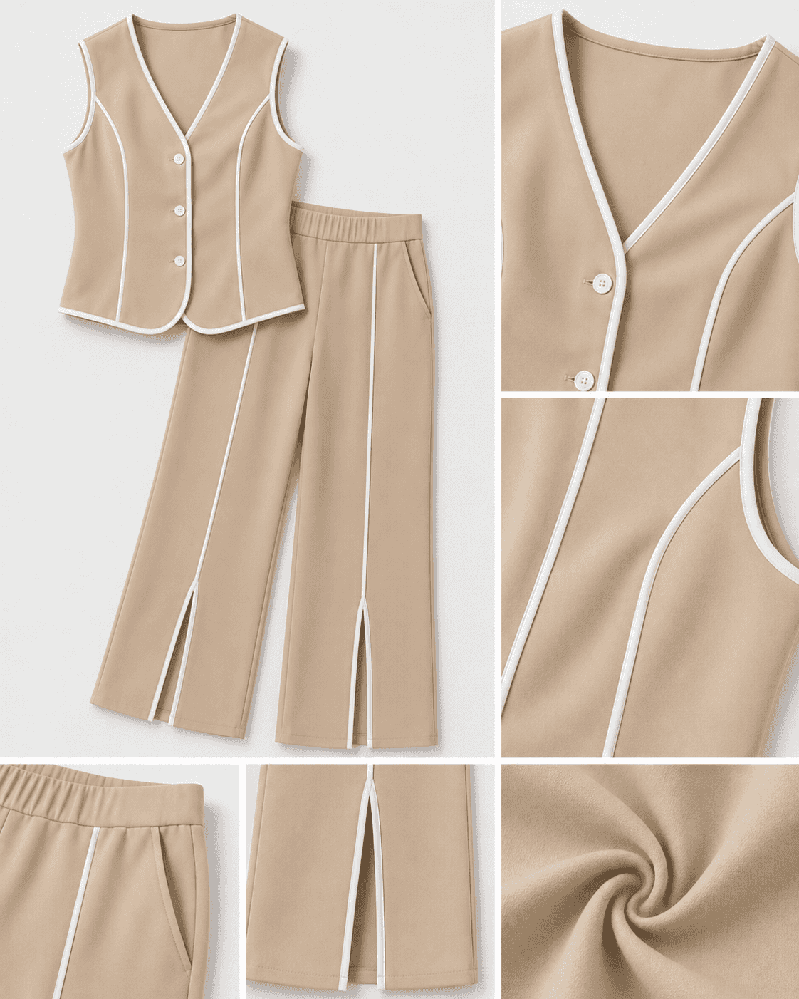 Set beige con bies blanco M